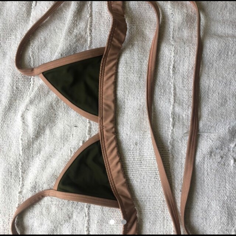 Olive green triangle bikini top